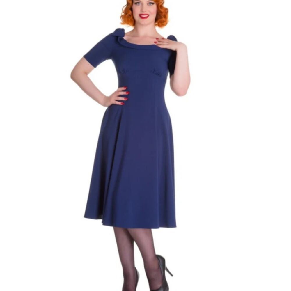 Hell Bunny Vixen Womens Bianca Swing Dress Size XL Midi Retro Pin Up Classic